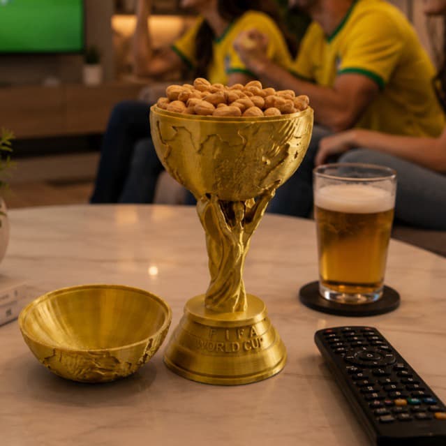 Porta-petiscos Taça da Copa do Mundo 2026 de Futebol Amendoim Bala Salgadinho Seleção Brasileira Torcida Decorativa