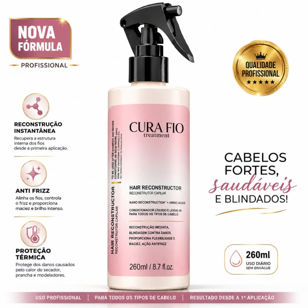 Spray Uso Obrigatorio Reconstrutor Capilar Leave-In Profissional - 260ml