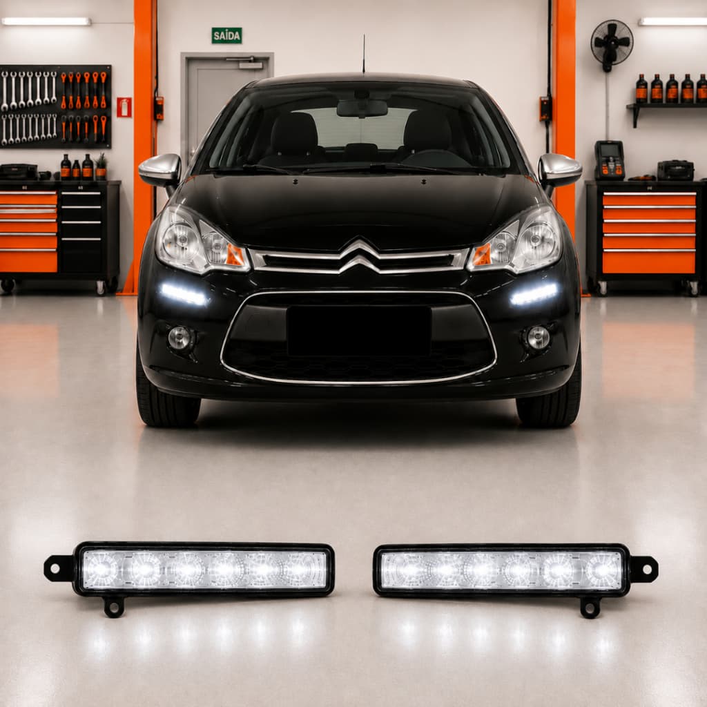 Farol De Milha Neblina Led Drl Citroen C3 2013 Até 2021