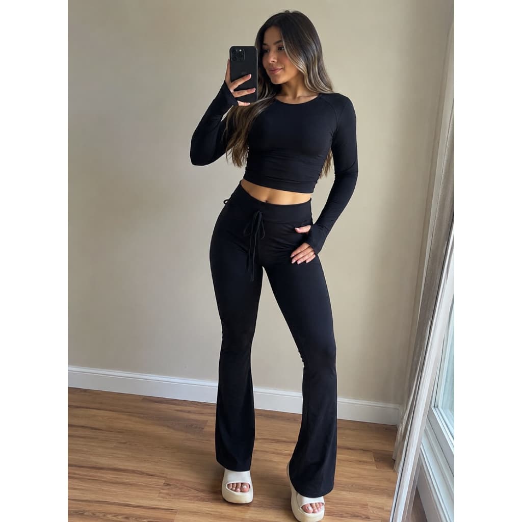 Calça Yoga Feminina Flare Academia Cintura Alta Suplex Moda Fitness