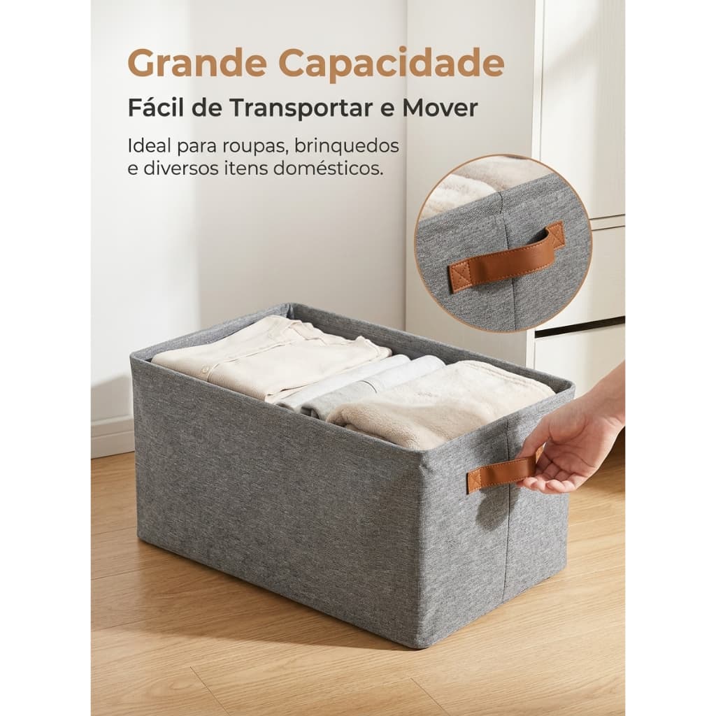 Kit 1/2/4 Cesto caixa Organizador Dobravel Com Suporte metal Interno Multiuso organiza guarda roupa
