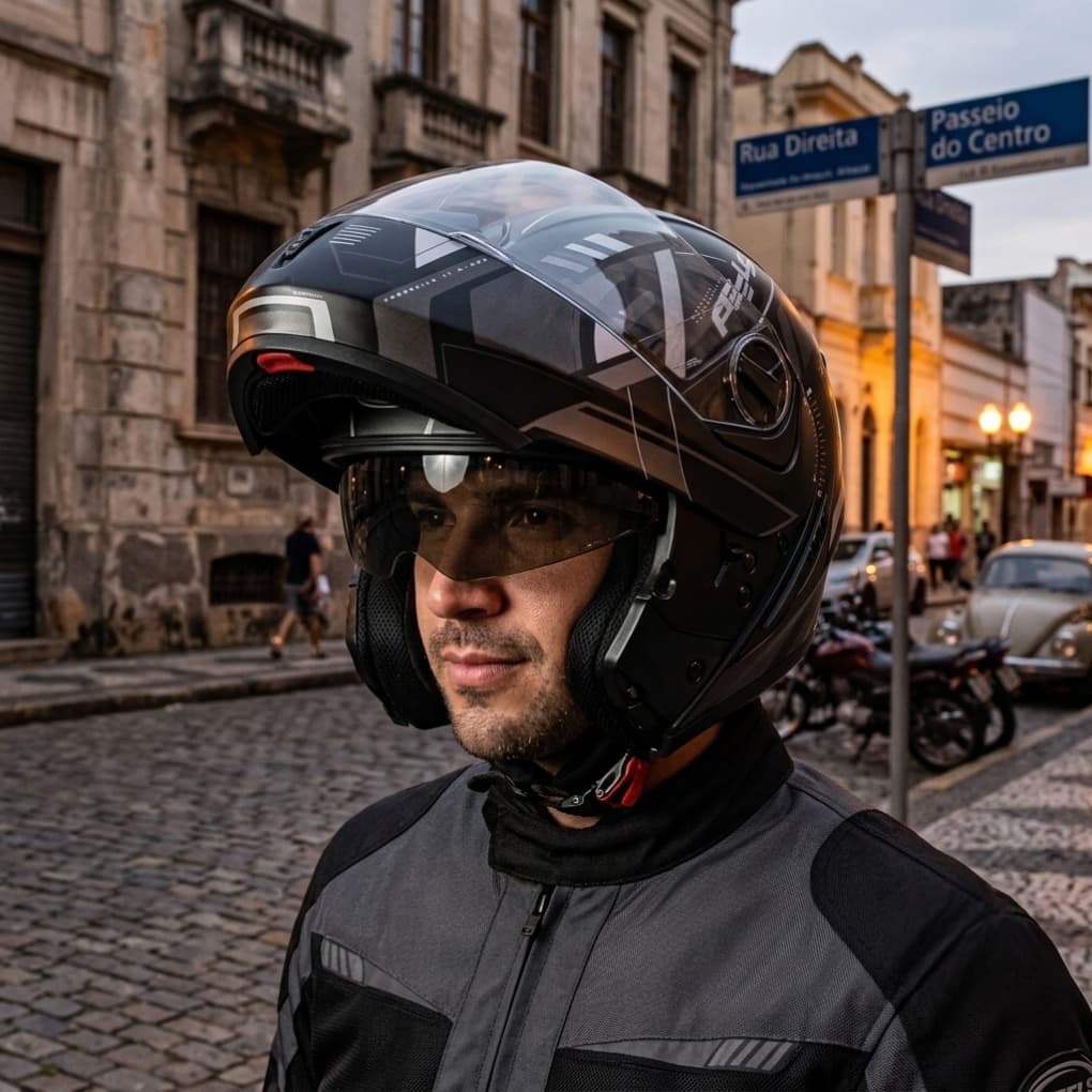 Capacete Escamoteável U-rb 2 Peels Dynamic Robocop Moto Motociclista Seguro Conforto