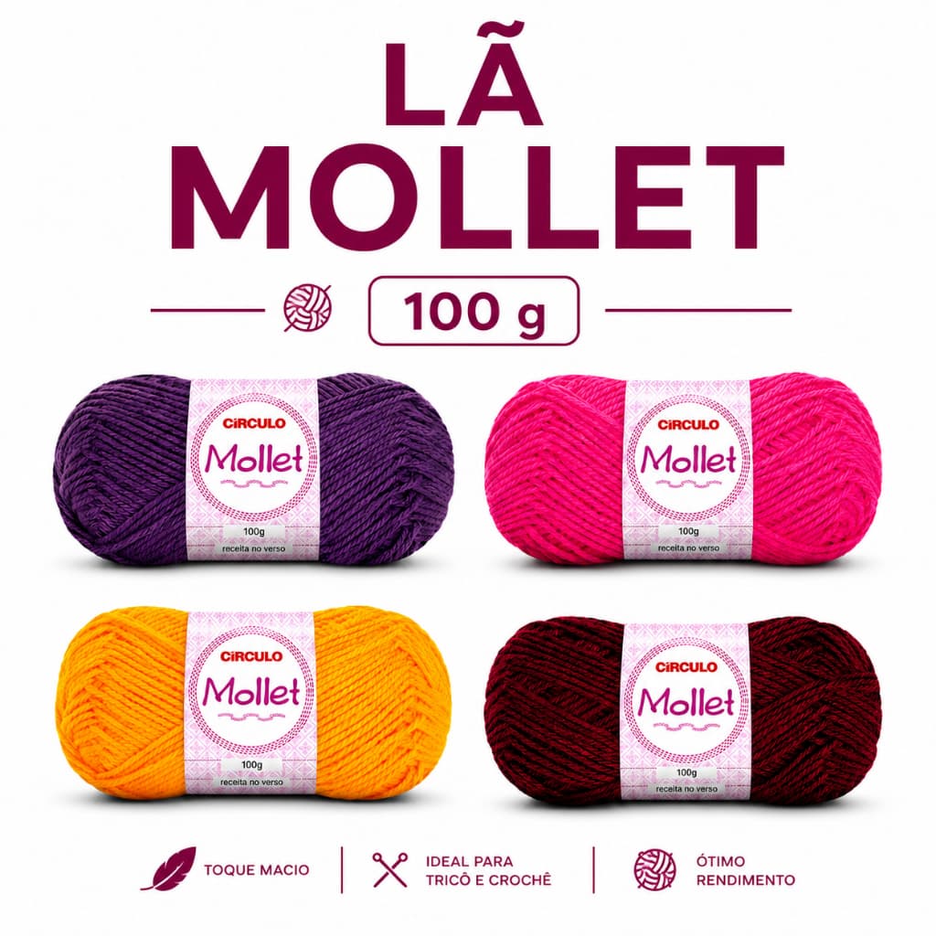 Lã Mollet 100g Círculo para Tricô e Crochê