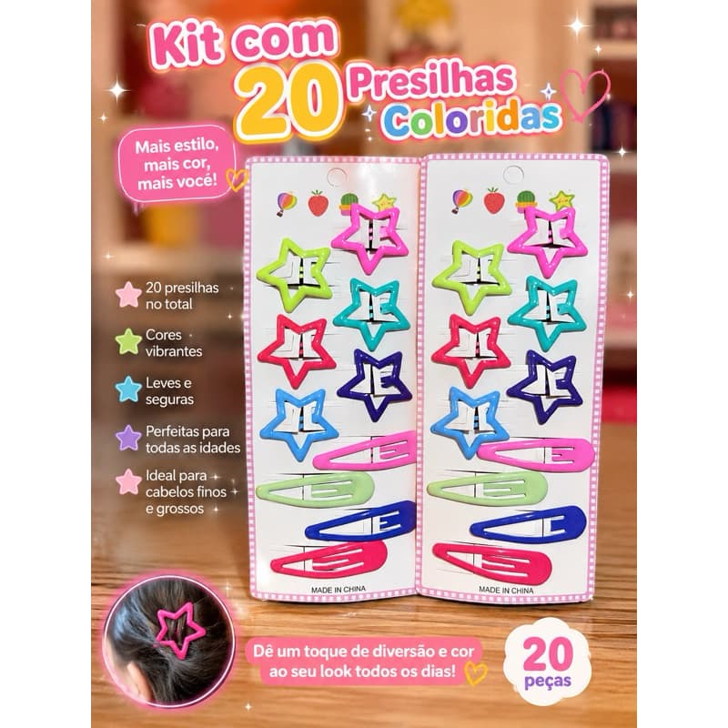 Acessórios de Cabelo para Meninas - 20pcs Grampos Fofos,Coloridos,neutros