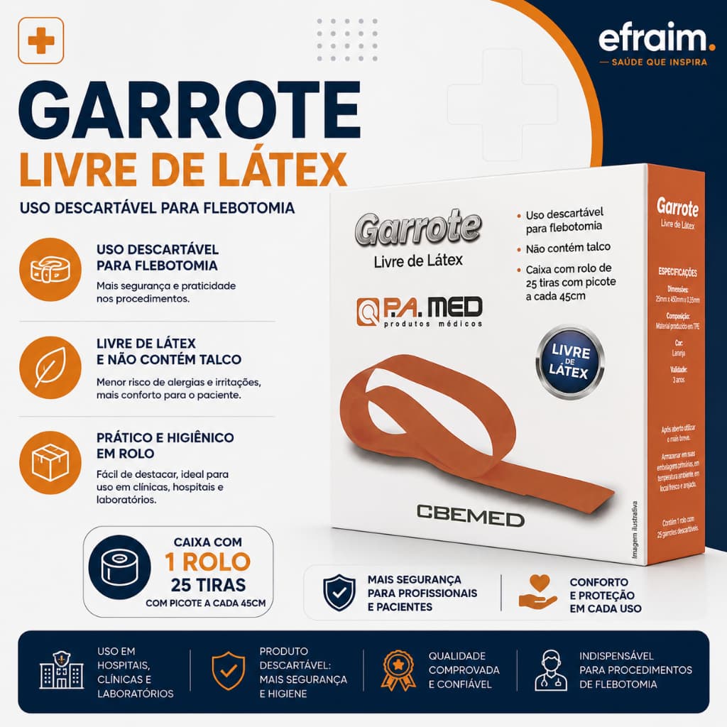 Garrote Caixa C/ 25 Tiras De 45cm Cada - Livre De Latex P.A MED
