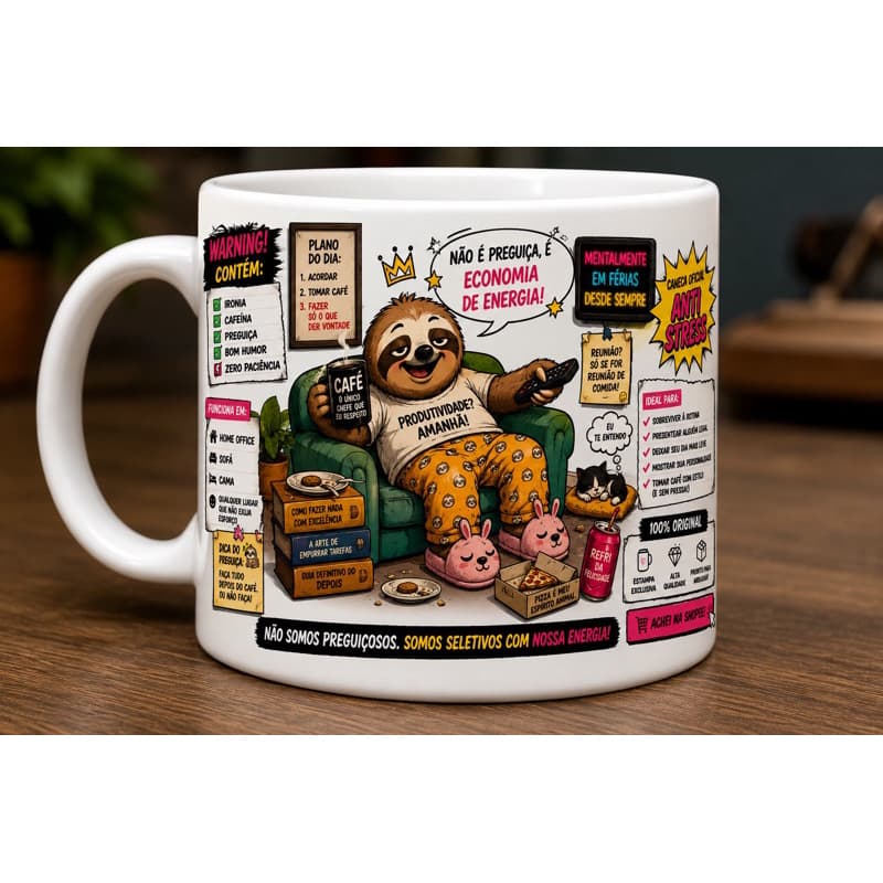 Caneca “Economia de Energia™” – Edição Anti Estresse 😂☕