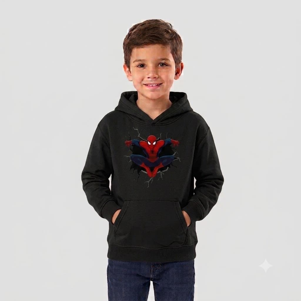 Blusa de Frio Moletom Infantil Homem-Aranha com Capuz e Bolso Canguru