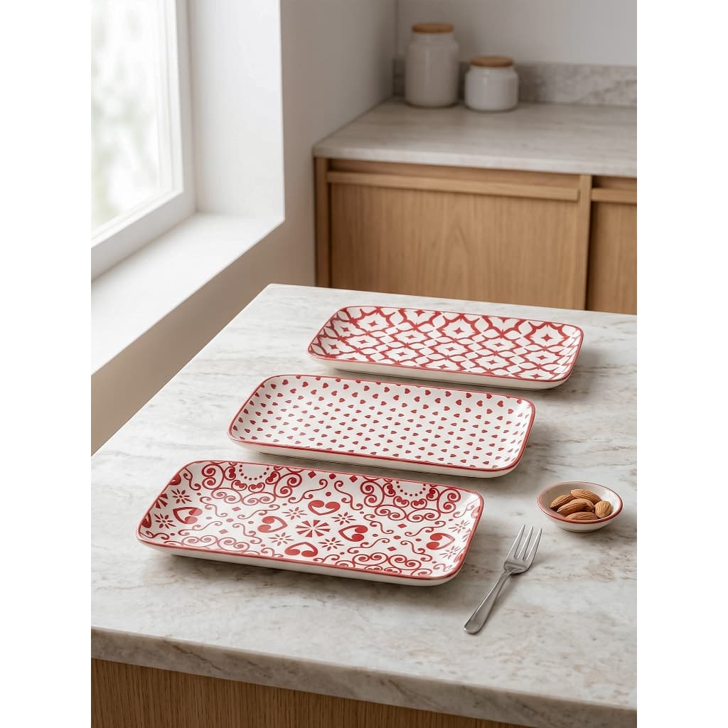 Prato Travessa De Cerâmica Decorada Utensílios De Cozinha Boho