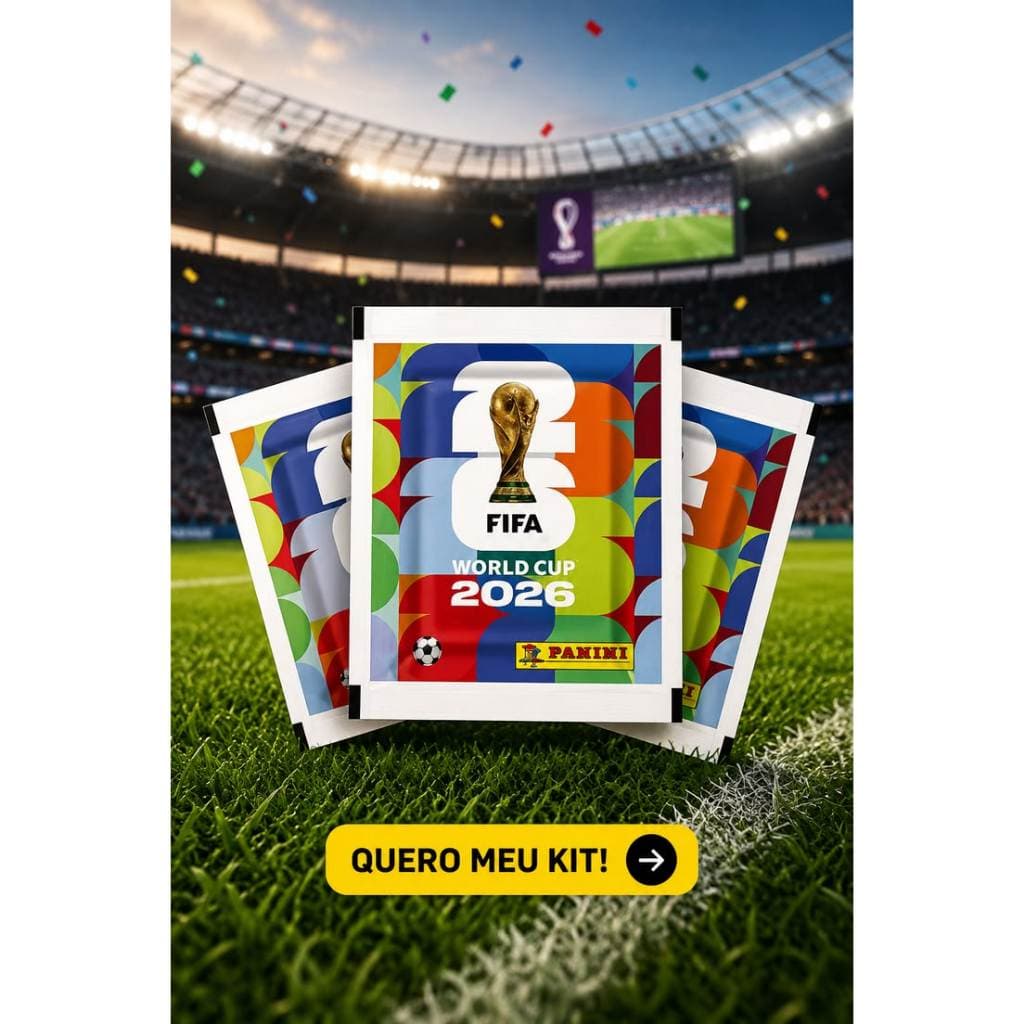 Álbum Copa do Mundo FIFA 2026 + 5 Envelopes de Figurinhas Livro Ilustrado Colecionável Oficial