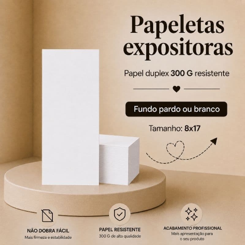 50 Cartela Papeleta 8x17 Expositor Laço/Tiara/Faixa/Turbante/Papel Duplex 300g Embalagem Econômica