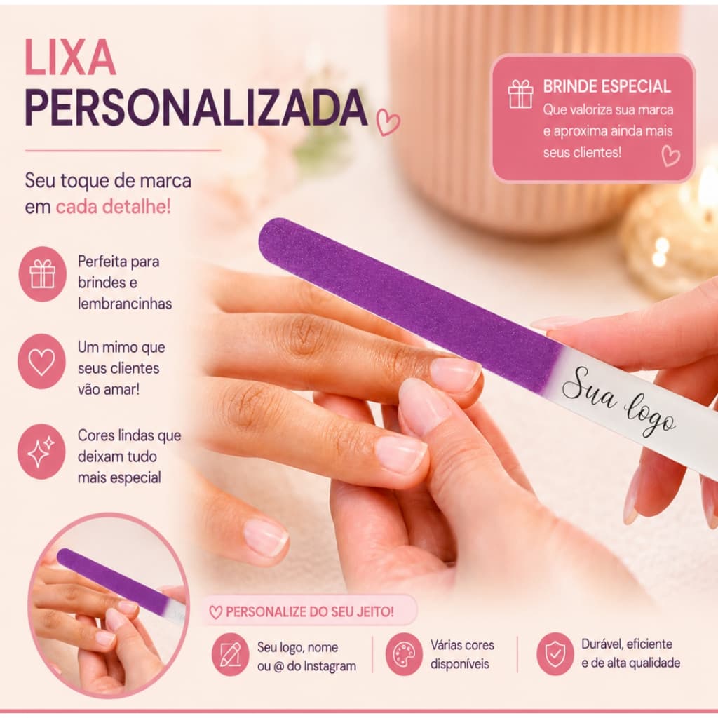Kit 25 Lixas Personalizadas, para eventos, festas, confraternização lembrança de marca.