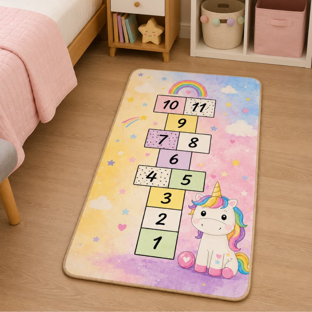 Tapete Kids Infantil Antiderrapante Amarelinha Alfabeto Pista Grande 68x118cm Decorativo