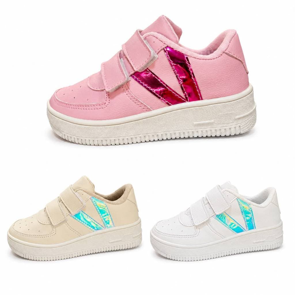 Tênis Infantil Menina Velcro Macio Casual