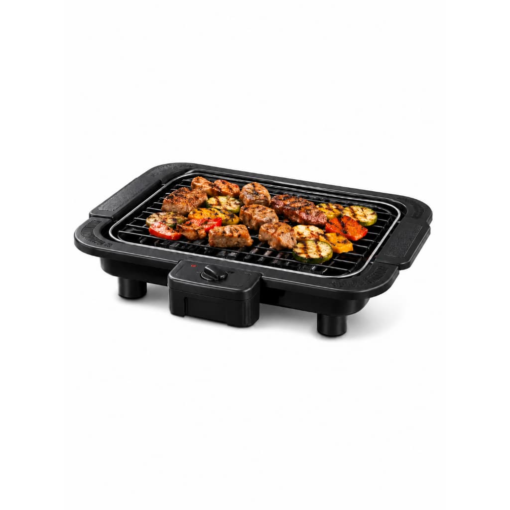 Grill Elétrico 2200W Antiaderente Churrasqueira Elétrica Portátil Grelha para Carnes, Legumes e Lanches 220V
