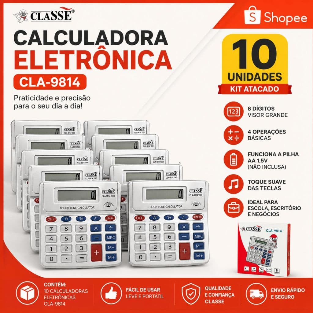KIT COM 10 CALCULADORAS CLA-9814