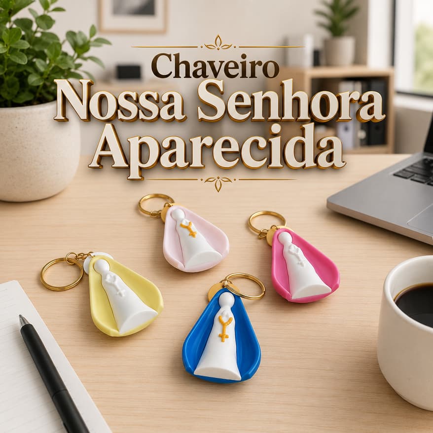 Chaveiro Nossa Senhora Aparecida Kit Religioso Católico Presente de Fé Lembrancinha Devocional