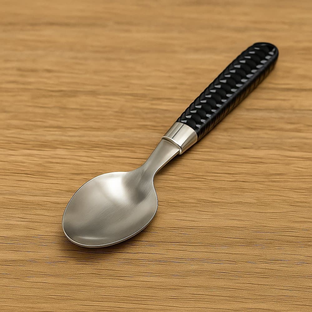 Colheres de Sobremesa Inox Preto Kit 6 Talheres Aço Inoxidável Design Moderno