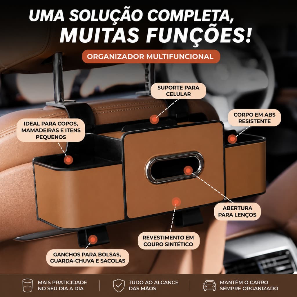 Organizador de Lacuna de Assento para Carro Caixa de Armazenamento Lateral