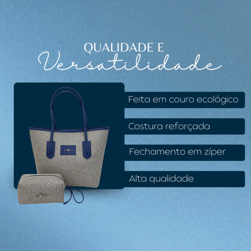 Bolsa de Praia Feminina Grande com Nécessaire Impermeável