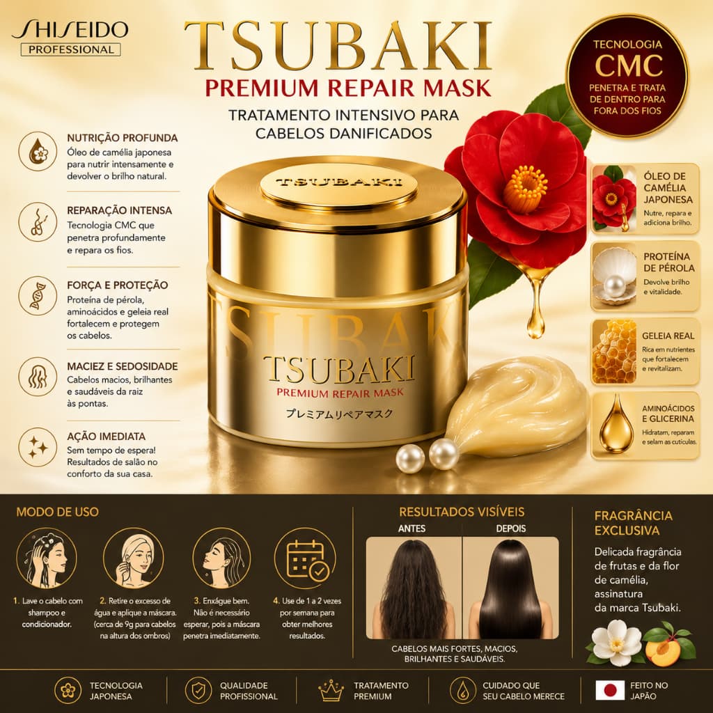 Shiseido Tsubaki Premium Hair Mask Mascara Reparadora Premium 180g