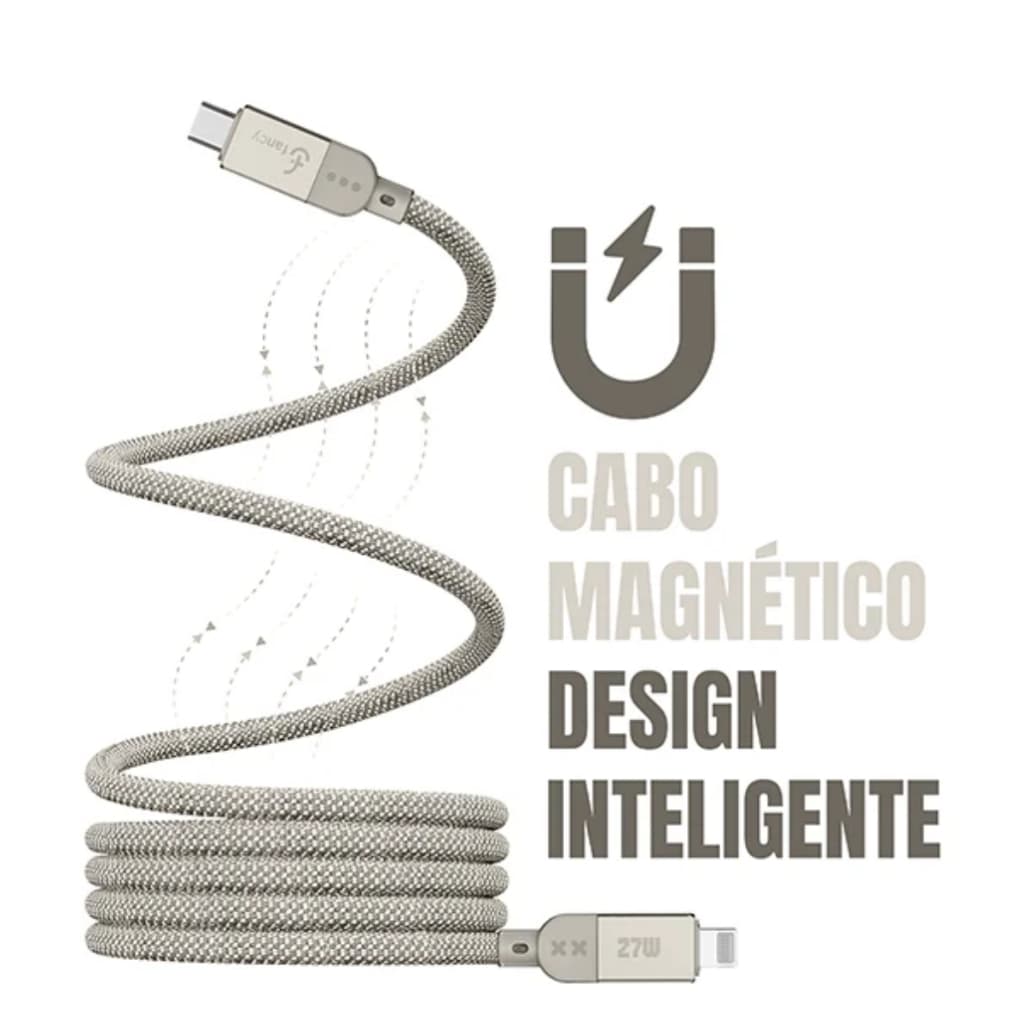 Cabo Magnético fancy  Usb-c Tipo C  27w Retrátil Reforçado titanium