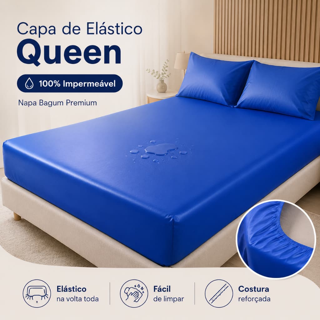 Capa De Colchão Casal Protetor Impermeável Queen Size
