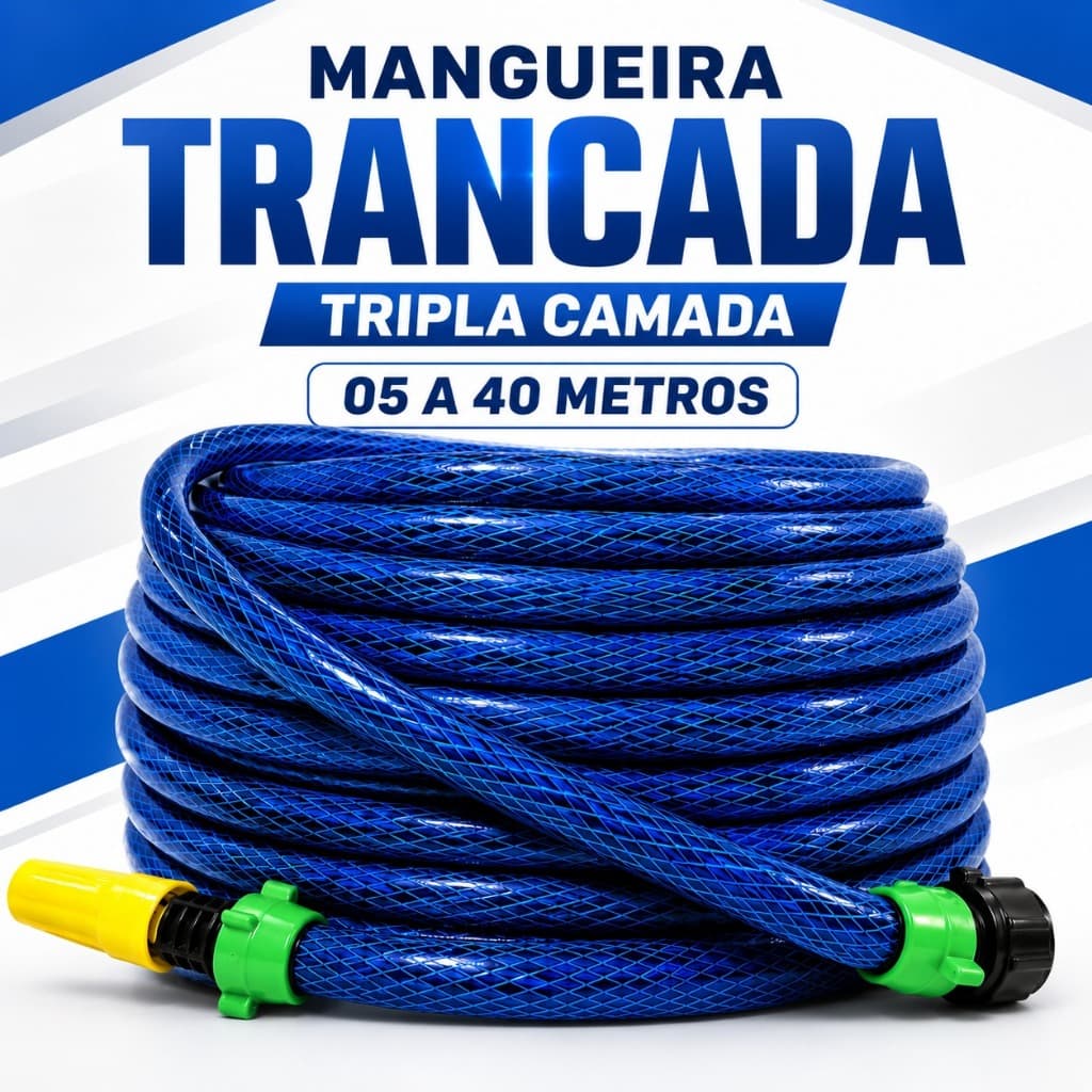 Mangueira Jardim Reforçada Tripla Camada 5 a 40 Metros azul