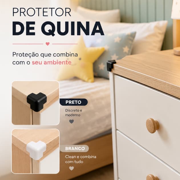 Protetor de Quina Preto, Branco ou Bege Para Móveis Mesa Armário Segurança Impressão 3D PLA rígido (não é silicone)