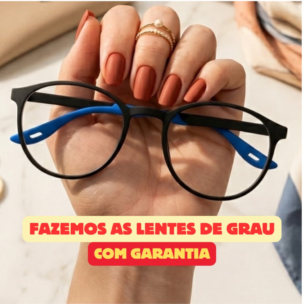 DR-138 Armação de Óculos Preto com Haste Azul Acetato Redondo Unissex