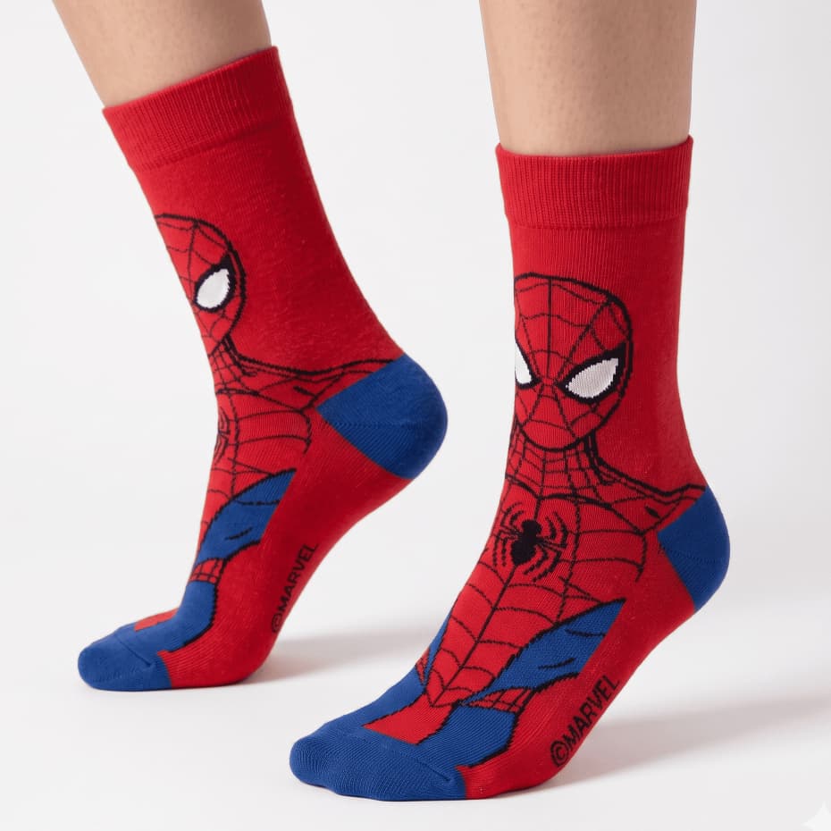 Meia Infantil Marvel Cano Médio Unissex Capitão América Hulk Sonic Homem Aranha Spiderman Antiderrapante Super Heroi
