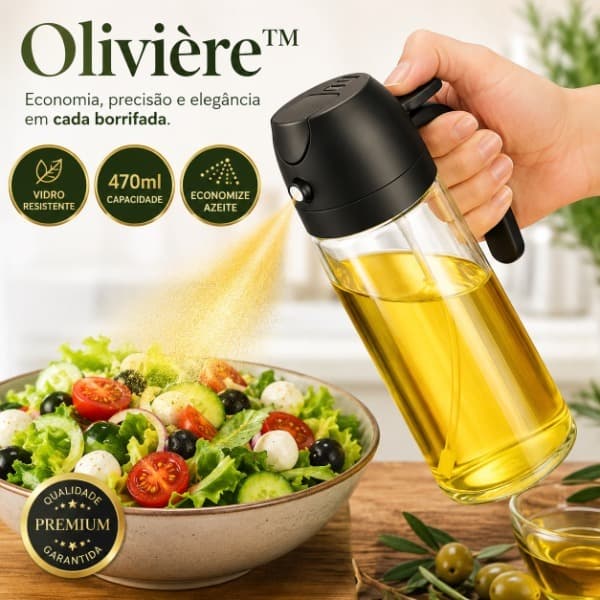 Borrifador premium que transforma a forma de temperar suas receitas com mais precisão, economia e elegância - Olivière™