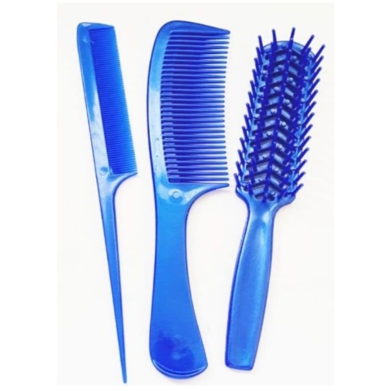 kit escova, pente e pente de cabo fino profissional de plástico.