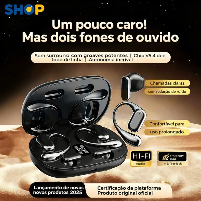Fone de Ouvido Bluetooth Sem Fio TWS Intra Auricular 4 em 1, Alta Qualidade com Versão Bluetooth 5.4-B6