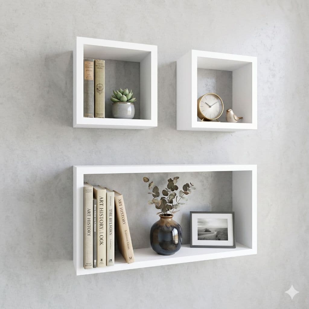 Nichos Prateleiras Decorativos MDF Premium Kit 3 | Design Moderno p/ Sala e Quarto