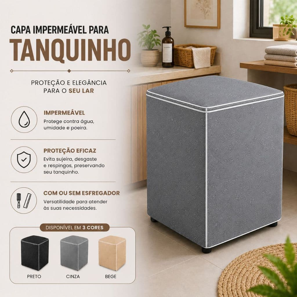 Capa de Tanquinho Flanelada Colormaq Suggar Impermeável Com ou Sem Esfregador 9kg a 20kg