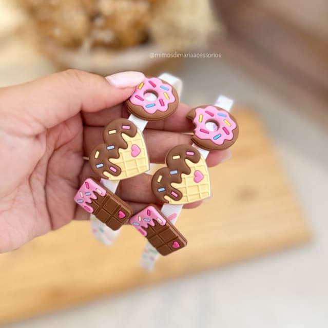 Tiara doce, arco doçura, tiara granulado, tiara infantil chocolate, acessório menina