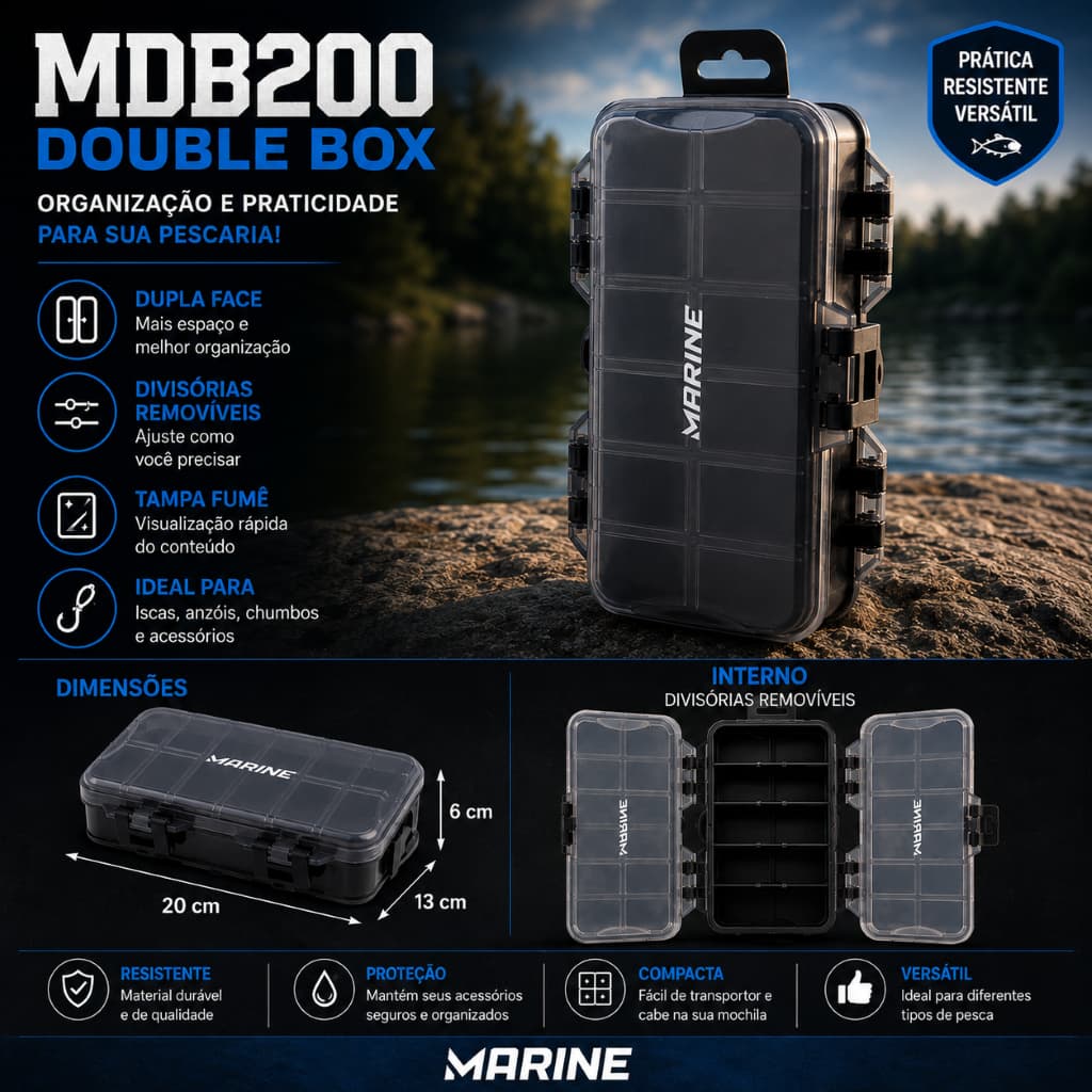 Caixa Para Acessorios de Pesca | Estojo Marine Double Box MDB200