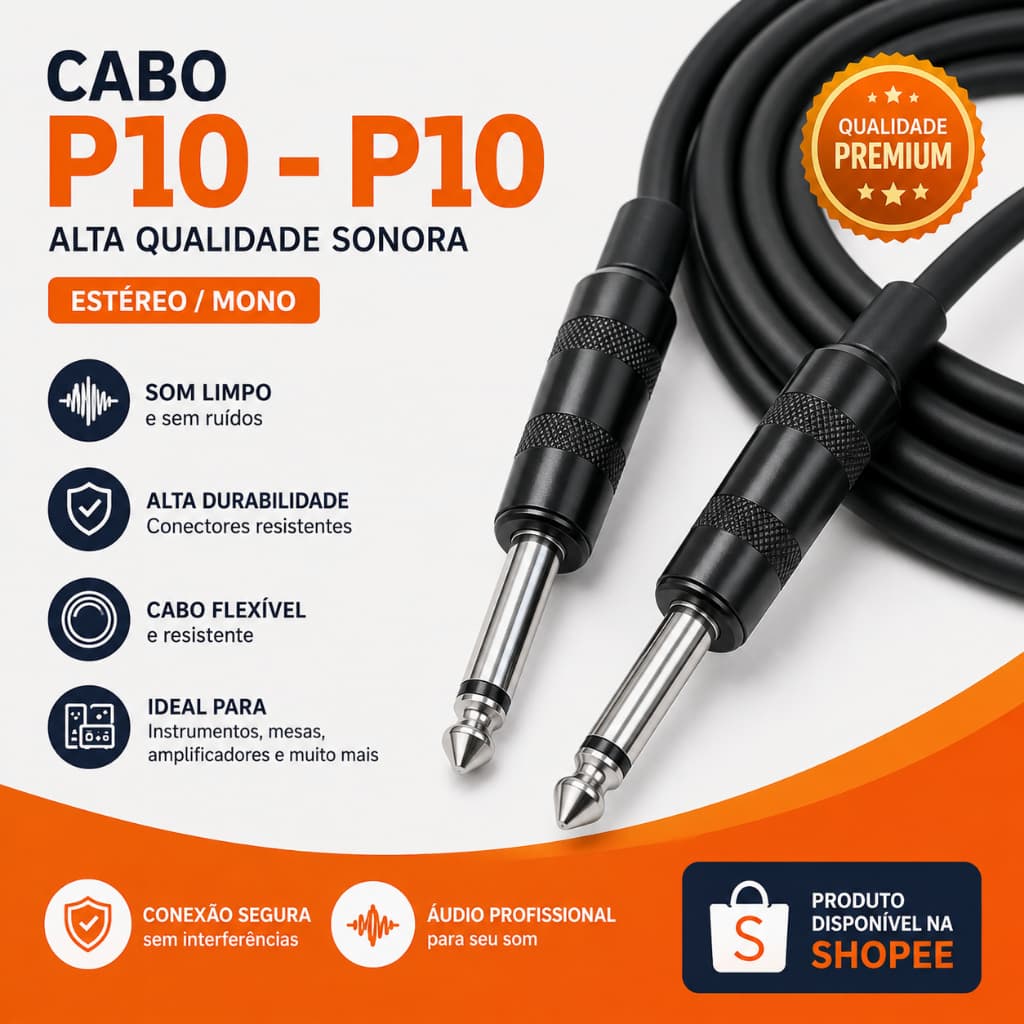 CABO PARA INSTRUMENTOS MONO OU ESTÉREO