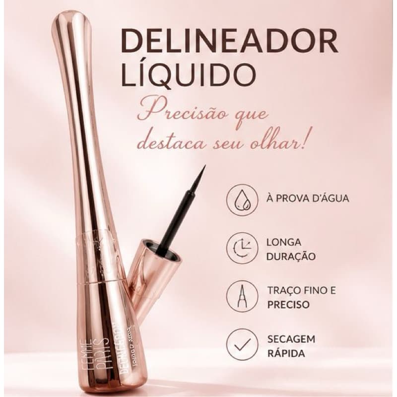 Delineador Líquido Preto à Prova D’Água Longa Duração Ponta Fina Secagem Rápida Maquiagem para Olhos