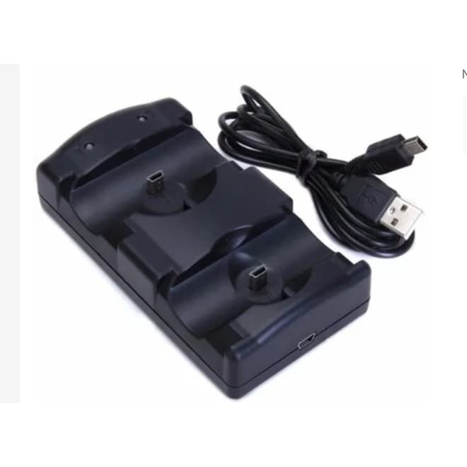 Base Dock Carregadora 2 Em 1 Para Controles Ps3 E Ps Move Preto