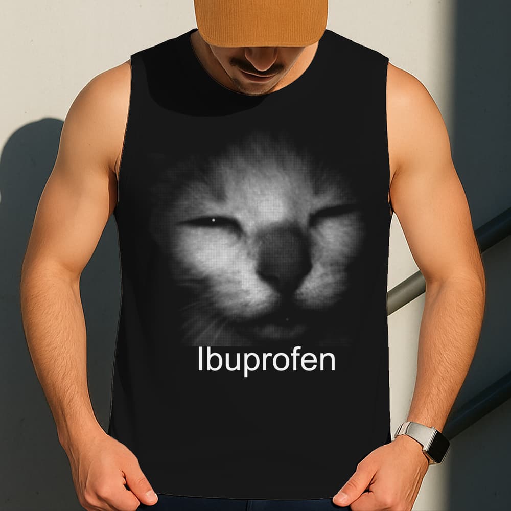 Camiseta Regata Masculina Estampa Gato Meme 100% Algodão Estilo Conforto Diário Tamanho P GG