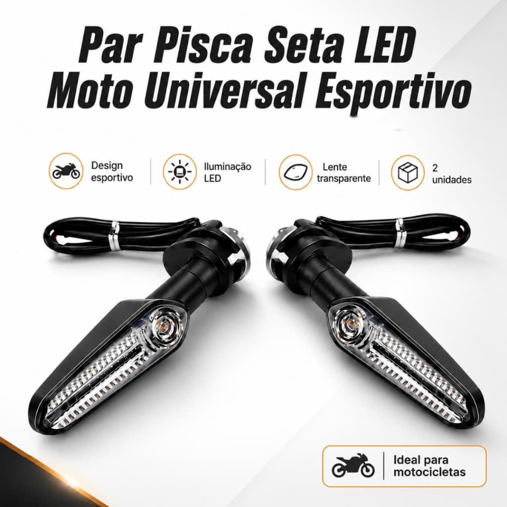 Pisca Seta Led Sequencial Esportivo Moto Para Yamaha MT03 MT07 MT09 Fazer Factor Universal Encaixe