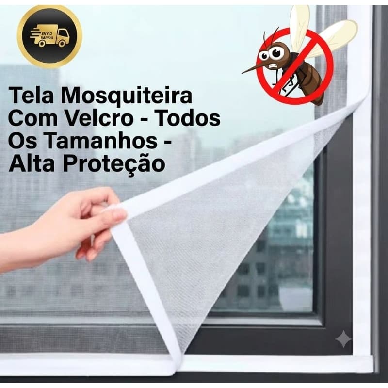 Tela Protetora Mosquiteira Velcro Várias Medidas Anti Mosquito Dengue Pernilongo Janela Basculante