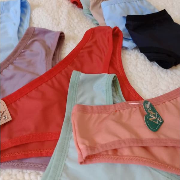 kit com 3 calcinhas feminina básica em poliamida coloridas confortável com forro em algodão