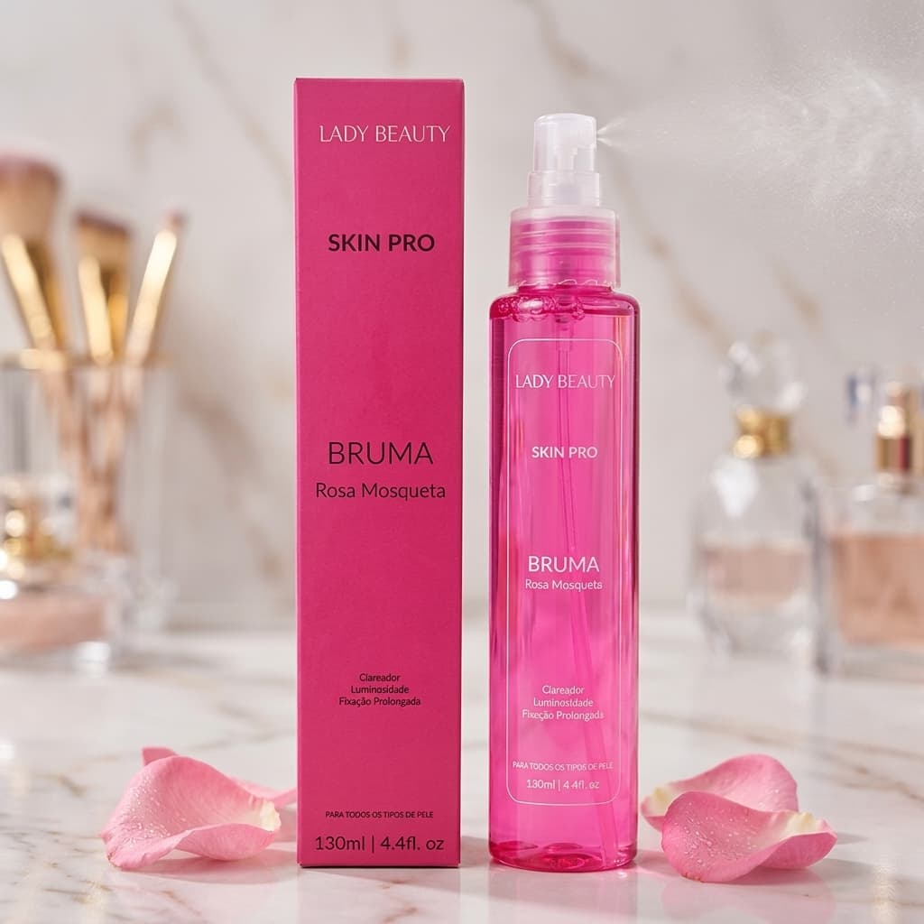 Bruma Facial Lady Beauty Skin Pro Rosa Mosqueta Fixador Hidratante 130ml