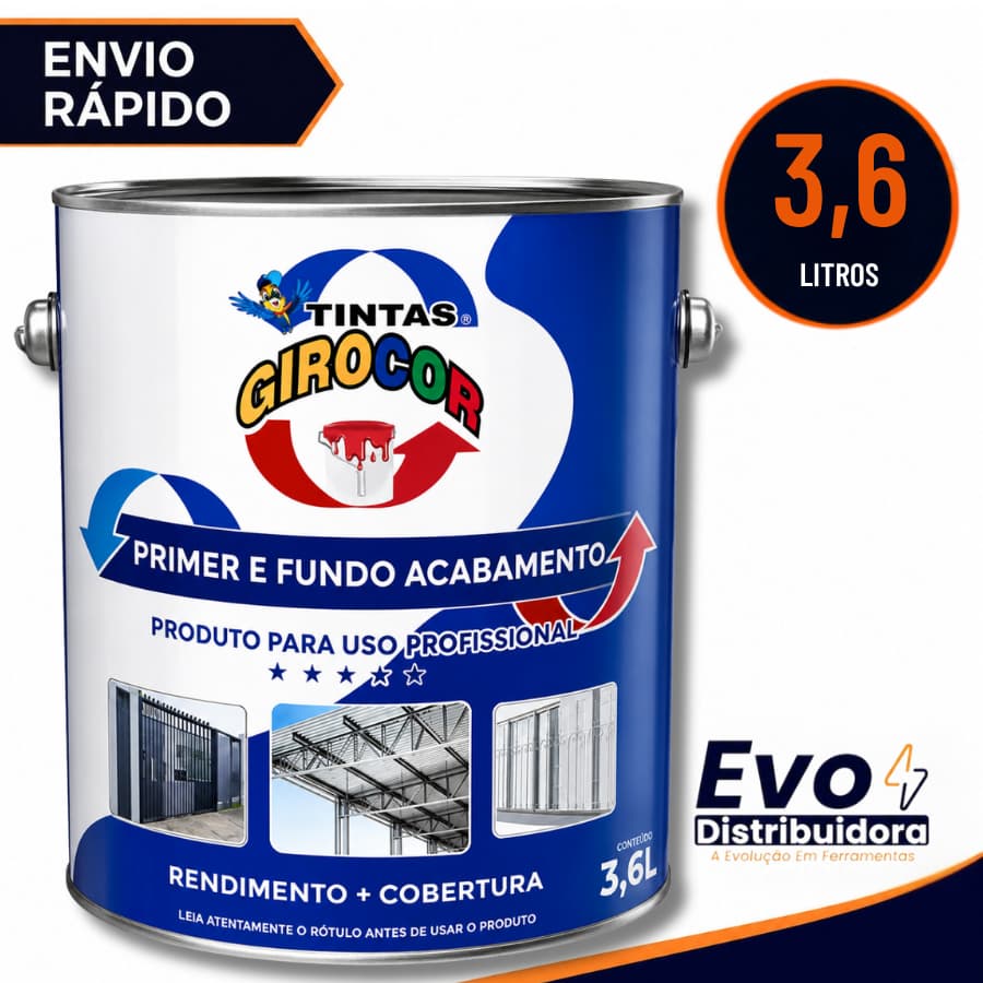 Zarcão Primer 3,6Litros Fundo Anticorrosivo Para Metais e Tintas com Proteção Duradoura Secagem Rapida