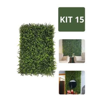 Kit 15 Placas De Samambaia Cheia 40x60 Artificial Muro Inglês Jardim Vertical Folhagem Parede Verde Plantas Artificiais