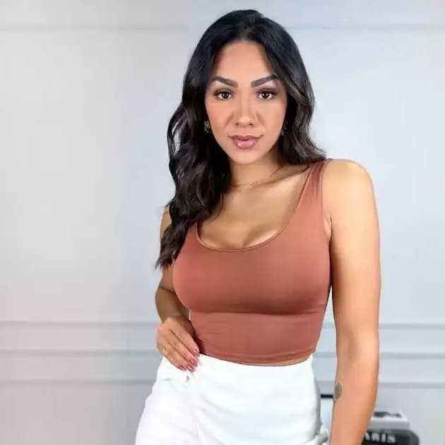 Top Cropped Regatinha Liso Alça Grossa