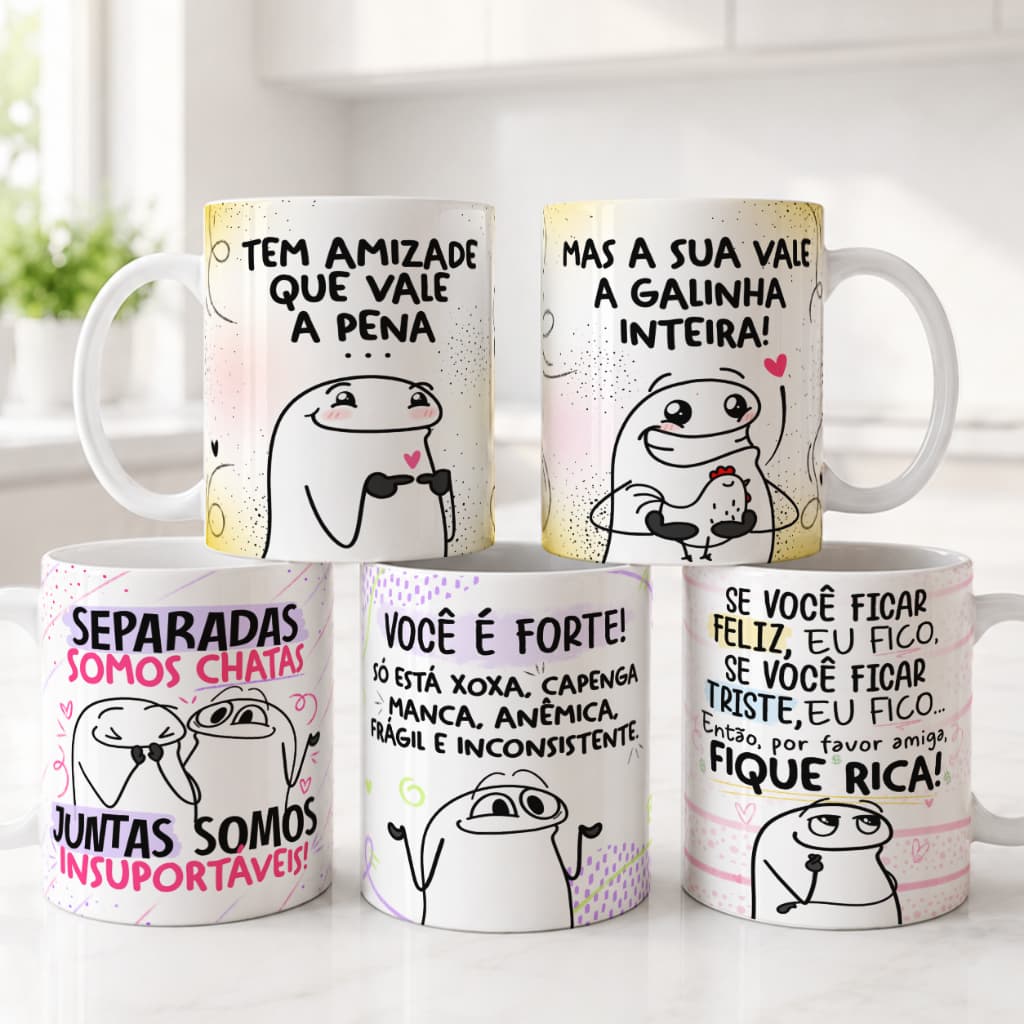 Caneca personalizada flork amiga cerâmica 325ml presente feminino