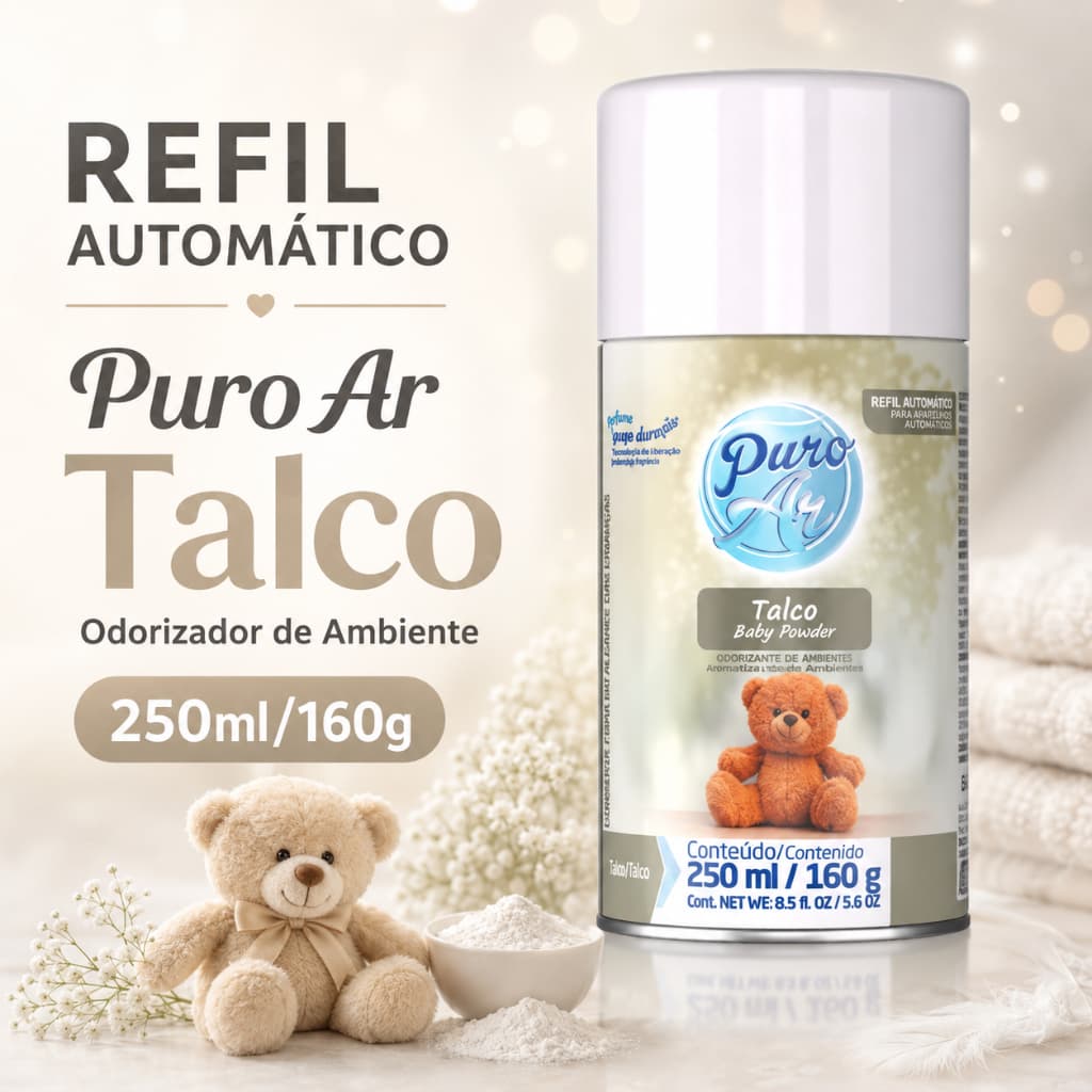 Refil Aromatizador Automático Puro Ar Talco 250ml Perfume Ambiente